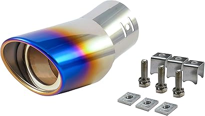 universal Fit Car Bent Burnt Oval Exhaust Tail Muffler Tip Show Pipe 60mm, Curved.